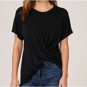 Joe's Drape Front Asymmetrical Tee Black XS